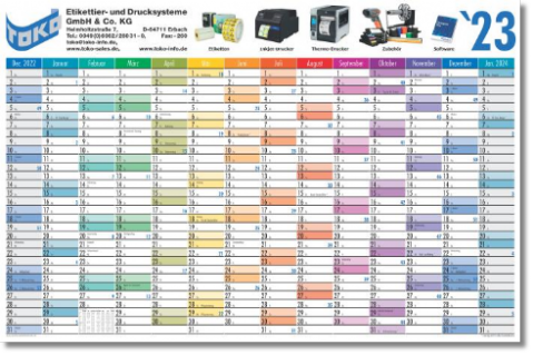 Plakatkalender mit mit Teamplaner für C4-Versandtaschen