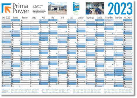 Plakatkalender 2023 mit Ferientermintabelle